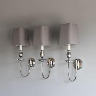 Set Of 3 Silver Plated Wall Sconces